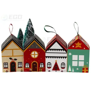 Hot Sale New Christmas House Shape Box Creative Gift Packaging Box Merry Christmas Tree Gift Box For Candy Cookies