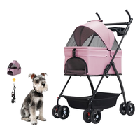 Poussette pliable respirante et légère pour petits animaux - Transporteur de voyage portable avec nacelle amovible et poignée réglable