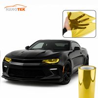 Film Pelindung Lampu Mobil TPU Self Healing Anti-Kotoran 8 Tahun, Kualitas Tinggi, Super Gloss, Warna Kuning Keemasan, Cepat