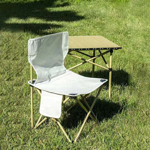 Conjunto de Mesa y Sillas Plegables de Metal de Tres Piezas para Acampar al Aire Libre, <span class=keywords><strong>Playa</strong></span>, Gimnasio y Salidas Familiares - Product Image 4