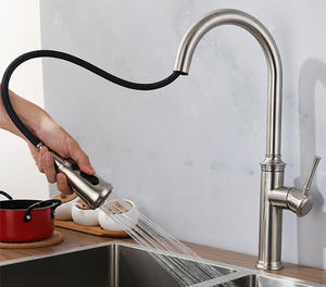 صنبور مطبخ جديد قابل للسحب بطلاء أسود مطفي من الفولاذ المقاوم للصدأ مع 3 وظائف - Product Image 3