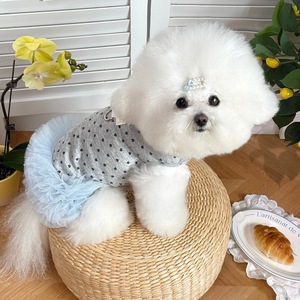 Hi Kitty Blue Tulle Dress, Summer Thin Breathable Cute <b>Clothes</b> <b>for</b> Cats and <b>Dogs</b>, Teddy Bichon Frise <b>Small</b> <b>Dog</b> <b>Clothes</b> - Product Image 2