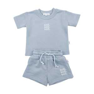 Ricamo con Logo personalizzato Casual estivo privato girocollo in cotone Terry per bambini e ragazzi Set di due pezzi - Product Image 2