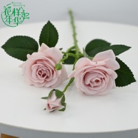 Rose artificielle en latex à toucher réel, 54 cm, trois têtes, petite rose pour la décoration de mariage, la décoration de la maison, les arrangements floraux, les accessoires de photographie