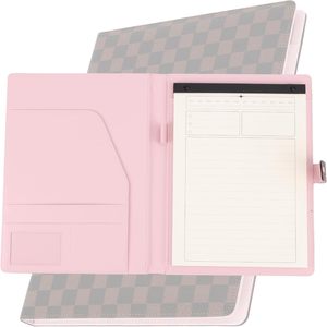 Portafolio de Negocios Personalizado de Cuero PU a Cuadros, Carpeta con Bloc de Notas Legal para Mujer |   Tamaño Carta Legal A4 |   Carpeta de Trabajo - Product Image 1