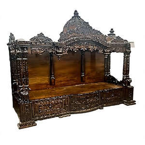 Templo de Madera Sagwan de Teca Sólida Tallado a Mano, Tradicional Pooja Ghar de Gran Tamaño, Estilo Sureño Indio Swaminarayan BAPS, Unidad de Templo de Madera para EE. UU. - Product Image 1
