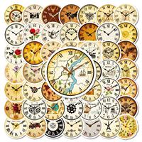 50 pegatinas retro de PVC impermeables con diseño de reloj y grafiti de dibujos animados para decoración DIY de vasos, fundas de teléfono y cuadernos