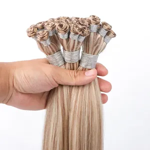 Nouvel arrivage de cheveux humains russes 6 pièces trame de génie doublement dessinée extension de cheveux nouée à la main pour salon