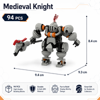 5 Diseños de Bloques de Construcción de Caballeros Medievales Mecha con Caballo, Lanza, Escudo, Martillo y Cañón, Ladrillos de Construcción Coleccionables