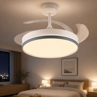 Ventilateur de plafond invisible avec lumière et télécommande, ventilateur LED à pales rétractables, lampe de plafond moderne de luxe pour chambre à coucher