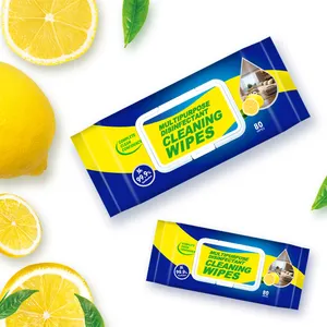 Free Sample 80PCS Multifunctional Wet Wipes Reusable Oil Remover Kitchen Wipes Lemon Smell