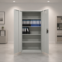 Armoire de Bureau en Acier à 2 Portes Battantes, Meuble de Classement Durable avec 4 Étagères Réglables, Meuble de Rangement en Métal