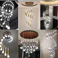 Lustre rotatif en fer pour escalier, tube conique noir, LED, pour maison, bureau, îlot de cuisine, salle à manger, café