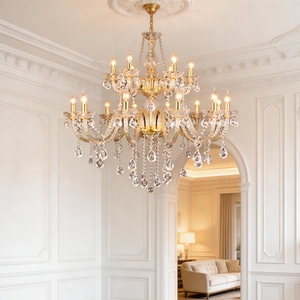 Lampadario di Lusso Moderno in Cristallo, Lampada a Sospensione Dorata con <span class=keywords><strong>Paralume</strong></span> a Candeliere e Luce Fluida per Ristorante, Isola Cucina, Bancone, Hall - Product Image 6