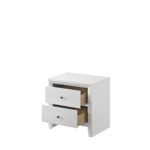 Modern 2-<b>Drawer</b> Nightstand White Finish Round Knobs Bedroom <b>Storage</b> <b>Drawer</b> Unit - Product Image 3