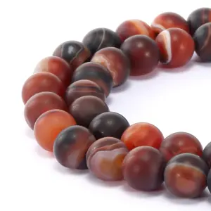 4Mm 6Mm 8Mm 10Mm 12Mm Tự Nhiên Sọc Agate Matte Vòng Lỏng Hạt Để Làm Đồ Trang Sức