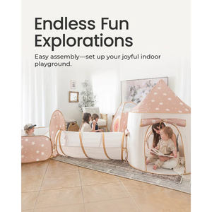 2-इन-1 बच्चों के प्ले टेंट और फोल्डेबल सुरंग के लिए स्टोरेज बैग के साथ फोल्डेबल सुरंग - Product Image 3