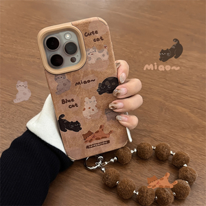 เคสโทรศัพท์หนังลายการ์ตูนสำหรับ <span class=keywords><strong>iPhone</strong></span> 17promax, <span class=keywords><strong>iPhone</strong></span> 15 แบบเต็มจอ ลายแมว พร้อมเชือกขนปุย สำหรับ <span class=keywords><strong>iPhone</strong></span> 14, 13  คุณภาพรับประกันสำหรับฤดูใบไม้ร่วงและฤดูหนาว - Product Image 3