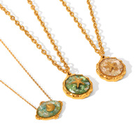 Collier avec pendentif en forme d'étoile de mer en coquillage plaqué or 18 carats, chaîne en acier inoxydable, style océan