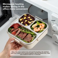Boîte à lunch TIANXING en acier inoxydable 316, 3 compartiments, boîte bento en métal avec couvercle transparent et récipient en silicone pour enfants