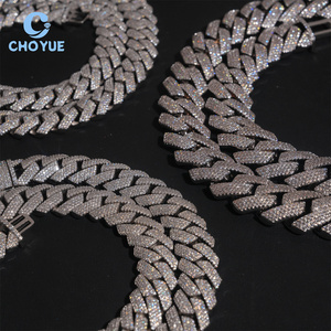 สร้อยคอแบบ Cuban Link  ขนาด 20 มม. ประดับเพชร Moissanite VVS เงินแท้ 925 สำหรับผู้ชาย สไตล์ฮิปฮอป - Product Image 4