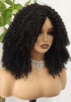 Perruque en cheveux humains bouclés et frisés FH avec frange, 14 pouces, style bob sans colle, vente en gros