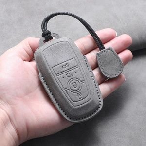 Housse de clé de voiture en cuir, 4 à 5 boutons, pour <span class=keywords><strong>Ford</strong></span> Fusion Mustang Edge Explorer <span class=keywords><strong>Focus</strong></span> F150-F550 Escape Lincoln Mondeo - Product Image 5