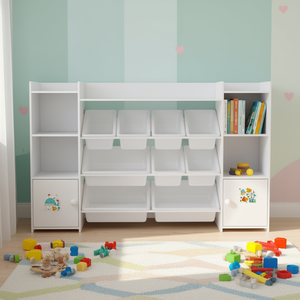 Organizador de Juguetes Blanco para Niños, con 8 Contenedores Extraíbles, Estantería para Libros, Almacenamiento para Habitación Infantil - Product Image 2