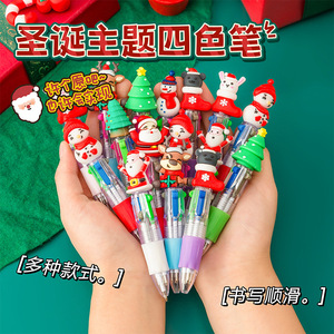 Autonomy Christmas Cartoon Four-Color Ballpoint <b>Pen</b> Mini Student Stationery <b>Gift</b> Writing Smooth - Product Image 1