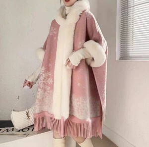 869 # Factory Direct ampio Plaid in peluche con colletto in lana ispessita a maglia scialle femminile <span class=keywords><strong>cappotto</strong></span> scialle in Tweed - Product Image 6