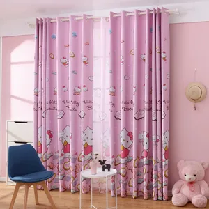 XinLan cartone animato gatto rosa poliestere tende oscuranti ragazze camera da letto bambini casa soggiorno tenda finestra Hotel scuola - Product Image 1