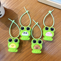 Porte-clés pendentif grenouille de dessin animé en plastique, breloque animale personnalisable avec logo, en caoutchouc souple, étanche, pour sac, cadeau fantaisie, vente en gros