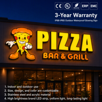 Panneau publicitaire extérieur LED pour logo de pizzeria, enseigne en acrylique, lettres lumineuses LED, enseigne lumineuse LED personnalisée