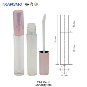 Eco Plastic <b>clear</b> Lip Gloss Packaging Custom logo Lip Oil Tube Container 5ml Empty pink Lip Gloss Tube - Product Image 2