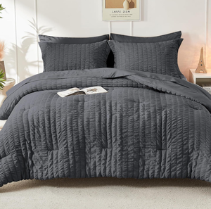 Lit toute saison dans un sac pour chambre à coucher Seersucker Ensemble de literie 7 pièces Ensemble de literie de luxe avec couettes pour la maison - Product Image 6