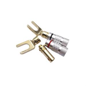 Vàng-mạ 4mm chuối cắm kết nối solderless ngã ba Spade thiết bị đầu cuối âm thanh loa Y/u loại phích cắm cáp dây nối - Product Image 2