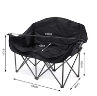 Chaise de camping double XL pliable, siège de détente d'extérieur avec porte-gobelets et sac de transport pour le camping et le jardin