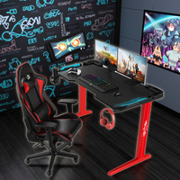 Escritorio de Computadora para Juegos Grande y Profesional Portátil con Luces LED, Escritorio para PC para Juegos con Longitud Ajustable y Soporte para Auriculares
