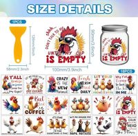 GLOBLELAND 18 Feuilles 3.9x3.6 pouces Eco-friendly 3D Embroidery PVC Funny Chicken Patches for Cup Vase Furniture
