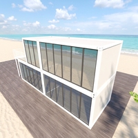 Casa Contenedor de 40 pies con Paredes de Cortina de Vidrio Desmontables y Transpirables, Paneles Sándwich Ignífugos, Montaje Rápido, Diseño Moderno