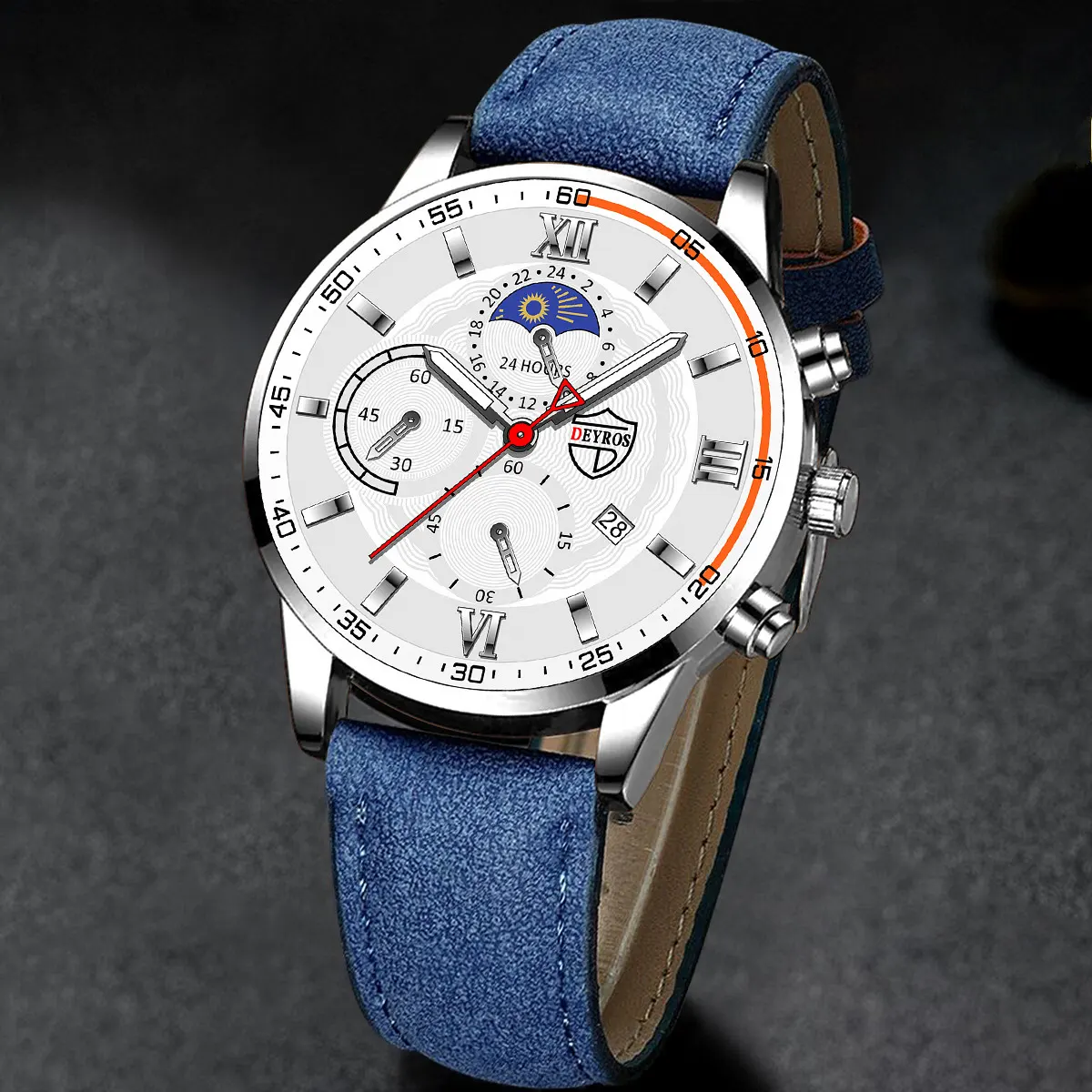 Fashion Mens Sports Watches Leather Man Business Quartz Wristwatch Luxury Black Men Casual Luminous Clock Watch