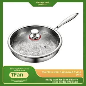 Sartén Wok Antiadherente <span class=keywords><strong>de</strong></span> Tres Capas <span class=keywords><strong>de</strong></span> Acero Inoxidable 304 sin Recubrimiento con Acabado Martillado y Tapa <span class=keywords><strong>de</strong></span> Vidrio, Apta para Todo Tipo <span class=keywords><strong>de</strong></span> Estufas - Product Image 5