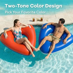Flotador Inflable de PVC para Piscina, Anillo de Natación de Dos Tonos con Asas para Adultos - MAKE WAVES - Product Image 4