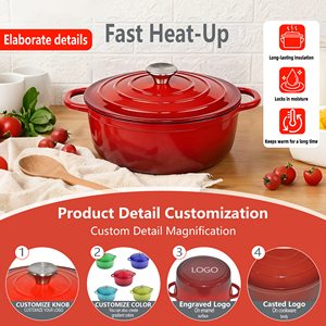 Ensemble de 7 casseroles <span class=keywords><strong>en</strong></span> <span class=keywords><strong>fonte</strong></span> <span class=keywords><strong>émaillée</strong></span> de luxe, antiadhésives, compatibles four et lave-vaisselle, pour cuisinières à gaz et à induction - Product Image 3