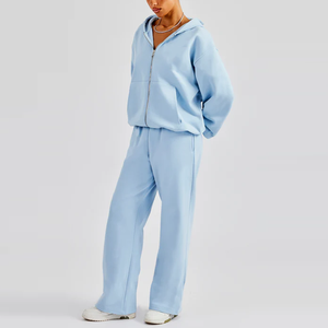 Ensemble <span class=keywords><strong>survêtement</strong></span> deux pièces surdimensionné personnalisé, couleur unie, pour femmes, jogging, <span class=keywords><strong>survêtement</strong></span> - Product Image 3