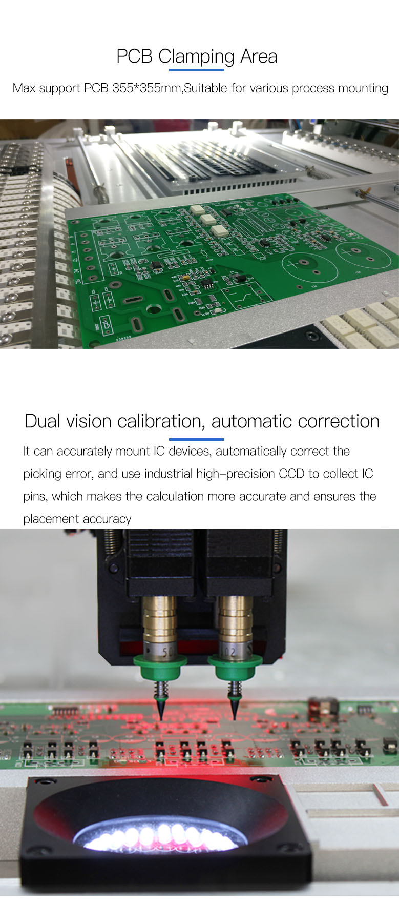 Small Desktop 2 Head Vision Feeder SMT Chip Mounter 300W