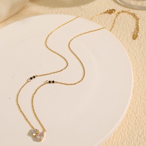 Colorful Zircon <b>Opal</b> Pendant <b>Necklace</b>, Anti-Tarnish Stainless Steel Dainty Rhinestone Clavicle Chain For Women - Product Image 3