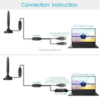 Amplificateur d'antenne TV magnétique en plastique intérieur/extérieur Décodeur HDTV numérique pour signaux DVB-2 ISDB-T ATSC DTMB