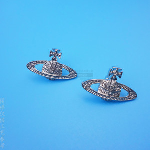 Pendientes de Saturno de Aleación de Zinc Personalizados, con Microincrustaciones de Níquel Brillante y Diseño de Diamantes Completos, para Mujer, Joyería de Moda para Fiestas - Product Image 3