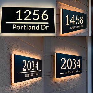 אור השמש מופעל על ידי 3d חוט אחורי מתכת צף מספרים חזית שם דלת קישוט עבור פרסום בניין - Product Image 5